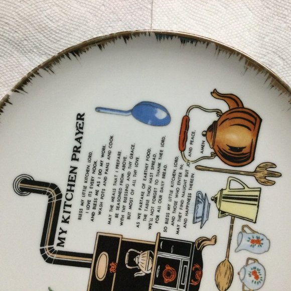 Vintage My Kitchen Prayer Ceramic Plate made in Japan kitchen wall decor 10" - Picture 3 of 6